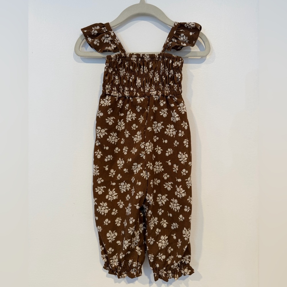 Bailey’s Blossoms Brown Floral Baby Jumpsuit